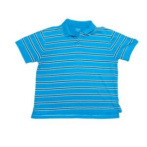 St John's Bay Blue Striped Polo Shirt Sz L